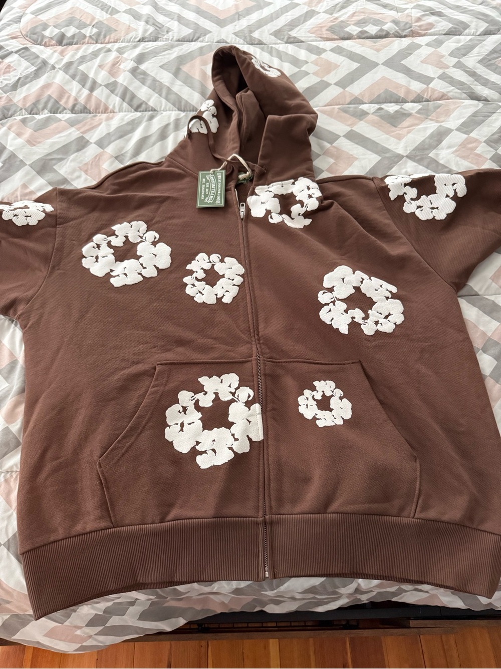 Denim Tears Cotton Wreath Zip Hoodie - Brown